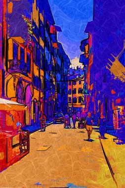 Floransa, Toskana 'da dar bir cadde. İtalya fotoğraf klasikleri