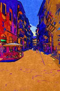 Floransa, Toskana 'da dar bir cadde. İtalya fotoğraf klasikleri