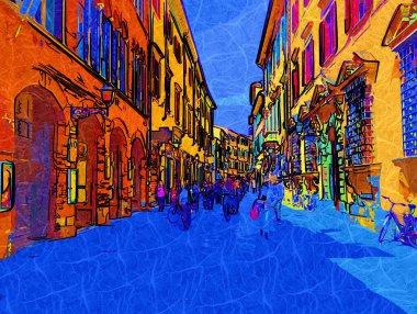 Floransa, Toskana 'da dar bir cadde. İtalya fotoğraf klasikleri