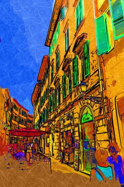 Floransa, Toskana 'da dar bir cadde. İtalya fotoğraf klasikleri