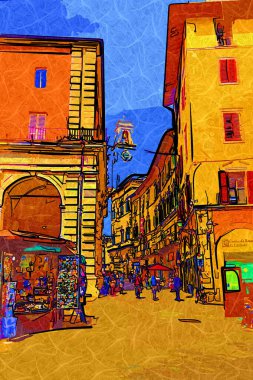 Floransa, Toskana 'da dar bir cadde. İtalya fotoğraf klasikleri