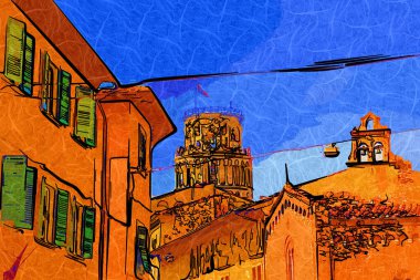 Pisa, İtalya 'da antik binaları olan eski bir sokak.