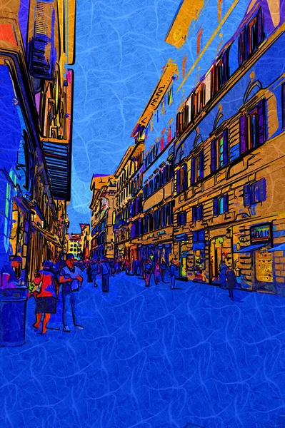 Floransa, Toskana 'da dar bir cadde. İtalya fotoğraf klasikleri