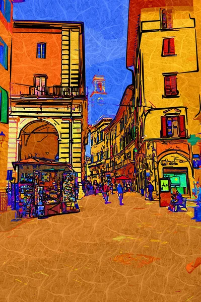 Floransa, Toskana 'da dar bir cadde. İtalya fotoğraf klasikleri