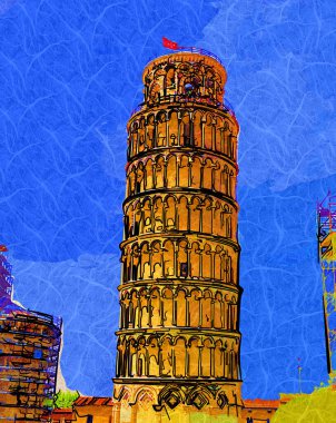 Pisa 'nın güzel sokak manzarası, Pisa Kulesi Pisa, İtalya