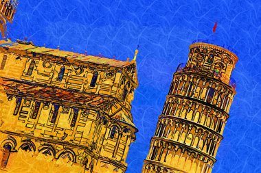 Pisa 'nın güzel sokak manzarası, Pisa Kulesi Pisa, İtalya