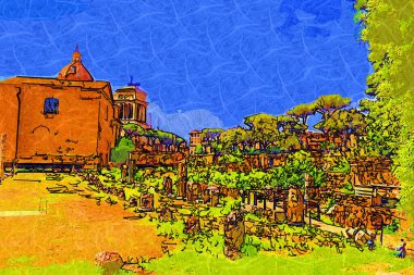 Roman ruins in Rome, Forum  Romanum Italy