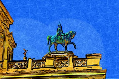 View of the Monument of Victor Emmanuel II at Venezia Squara at sunrise. Rome, Italy