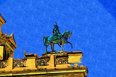 View of the Monument of Victor Emmanuel II at Venezia Squara at sunrise. Rome, Italy