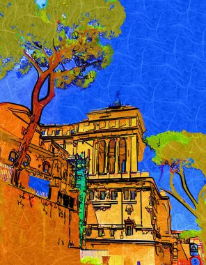 View of the Monument of Victor Emmanuel II at Venezia Squara at sunrise. Rome, Italy