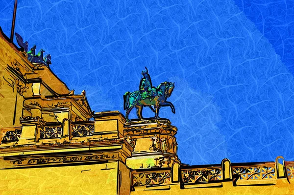 View of the Monument of Victor Emmanuel II at Venezia Squara at sunrise. Rome, Italy