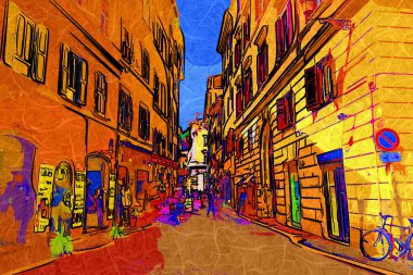 Roma, İtalya 'da pitoresk bir cadde