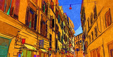 Roma, İtalya 'da pitoresk bir cadde