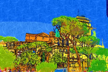 Roma, İtalya 'da pitoresk bir cadde