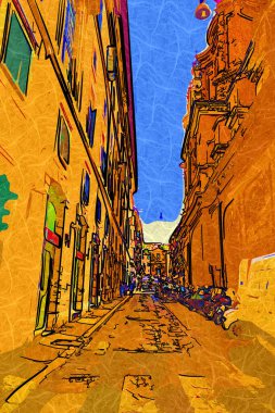 Roma, İtalya 'da pitoresk bir cadde