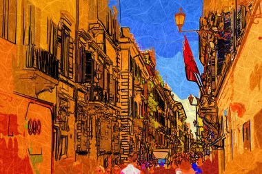 Roma, İtalya 'da pitoresk bir cadde