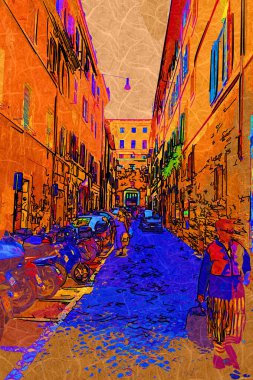 Roma, İtalya 'da pitoresk bir cadde