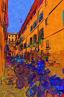 Roma, İtalya 'da pitoresk bir cadde