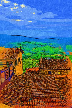 San Marino sanat fotoğrafçılığı nostaljik retro çizimi