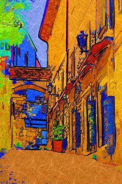 San Marino sanat fotoğrafçılığı nostaljik retro çizimi