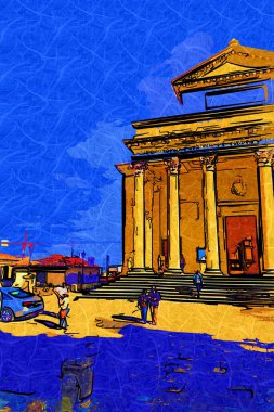 San Marino sanat fotoğrafçılığı nostaljik retro çizimi