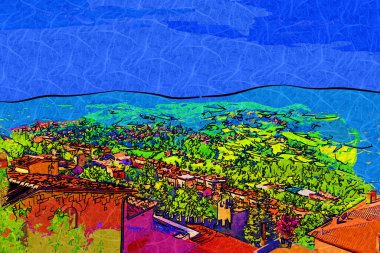 San Marino sanat fotoğrafçılığı nostaljik retro çizimi