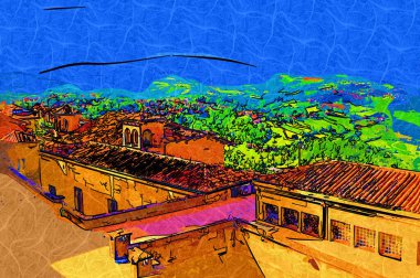 San Marino sanat fotoğrafçılığı nostaljik retro çizimi