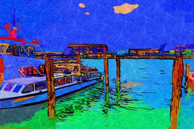 Venedik tekneleri liman, gemiler, İtalya, antika retro