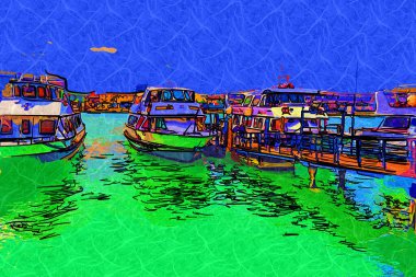 Venedik tekneleri liman, gemiler, İtalya, antika retro