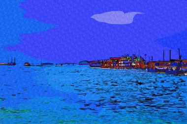 Venedik tekneleri liman, gemiler, İtalya, antika retro