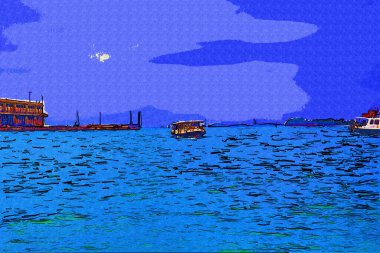 Venedik tekneleri liman, gemiler, İtalya, antika retro