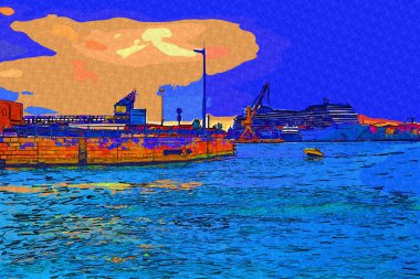 Venedik tekneleri liman, gemiler, İtalya, antika retro