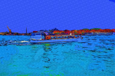 Venedik tekneleri liman, gemiler, İtalya, antika retro