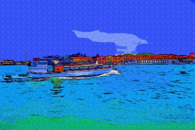 Venedik tekneleri liman, gemiler, İtalya, antika retro