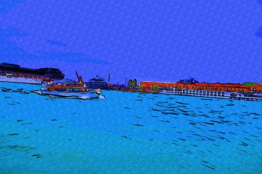 Venedik tekneleri liman, gemiler, İtalya, antika retro