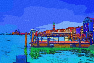 Venedik tekneleri liman, gemiler, İtalya, antika retro