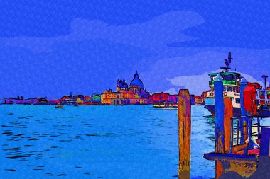 Venedik tekneleri liman, gemiler, İtalya, antika retro