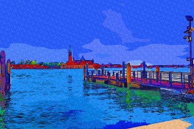 Venedik tekneleri liman, gemiler, İtalya, antika retro