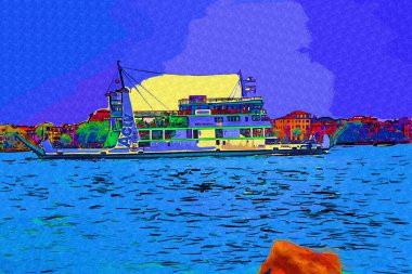 Venedik tekneleri liman, gemiler, İtalya, antika retro