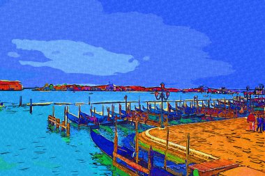 Venedik, Büyük Kanal manzarası ve Santa Maria Della sa Bazilikası. İtalya