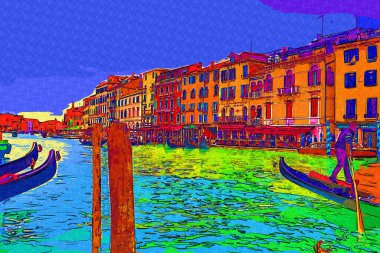 İtalya Venedik 'teki Ada Murano' su. Tekneyle kanalı izle