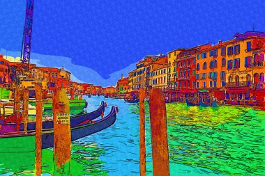 İtalya Venedik 'teki Ada Murano' su. Tekneyle kanalı izle