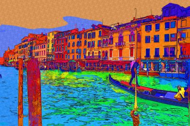 İtalya Venedik 'teki Ada Murano' su. Tekneyle kanalı izle