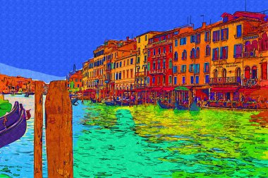 İtalya Venedik 'teki Ada Murano' su. Tekneyle kanalı izle