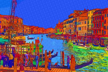 İtalya Venedik 'teki Ada Murano' su. Tekneyle kanalı izle