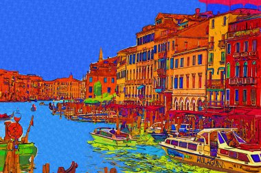 İtalya Venedik 'teki Ada Murano' su. Tekneyle kanalı izle