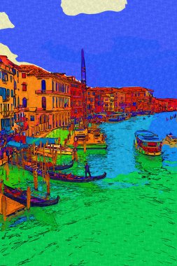 İtalya Venedik 'teki Ada Murano' su. Tekneyle kanalı izle