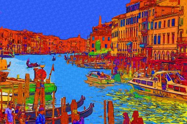 İtalya Venedik 'teki Ada Murano' su. Tekneyle kanalı izle