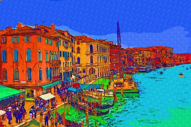 İtalya Venedik 'teki Ada Murano' su. Tekneyle kanalı izle