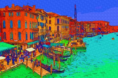 İtalya Venedik 'teki Ada Murano' su. Tekneyle kanalı izle